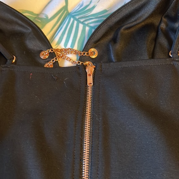 Black dressy crop top with zipper back - Picture 2 of 2